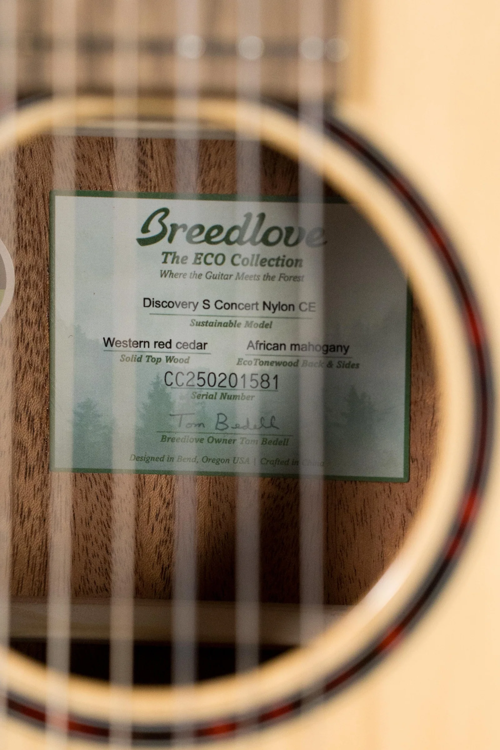 Breedlove Discovery Series Red Cedar/African Mahogany Nylon Cutaway Concert Acoustic Guitar #1581 - Image 3