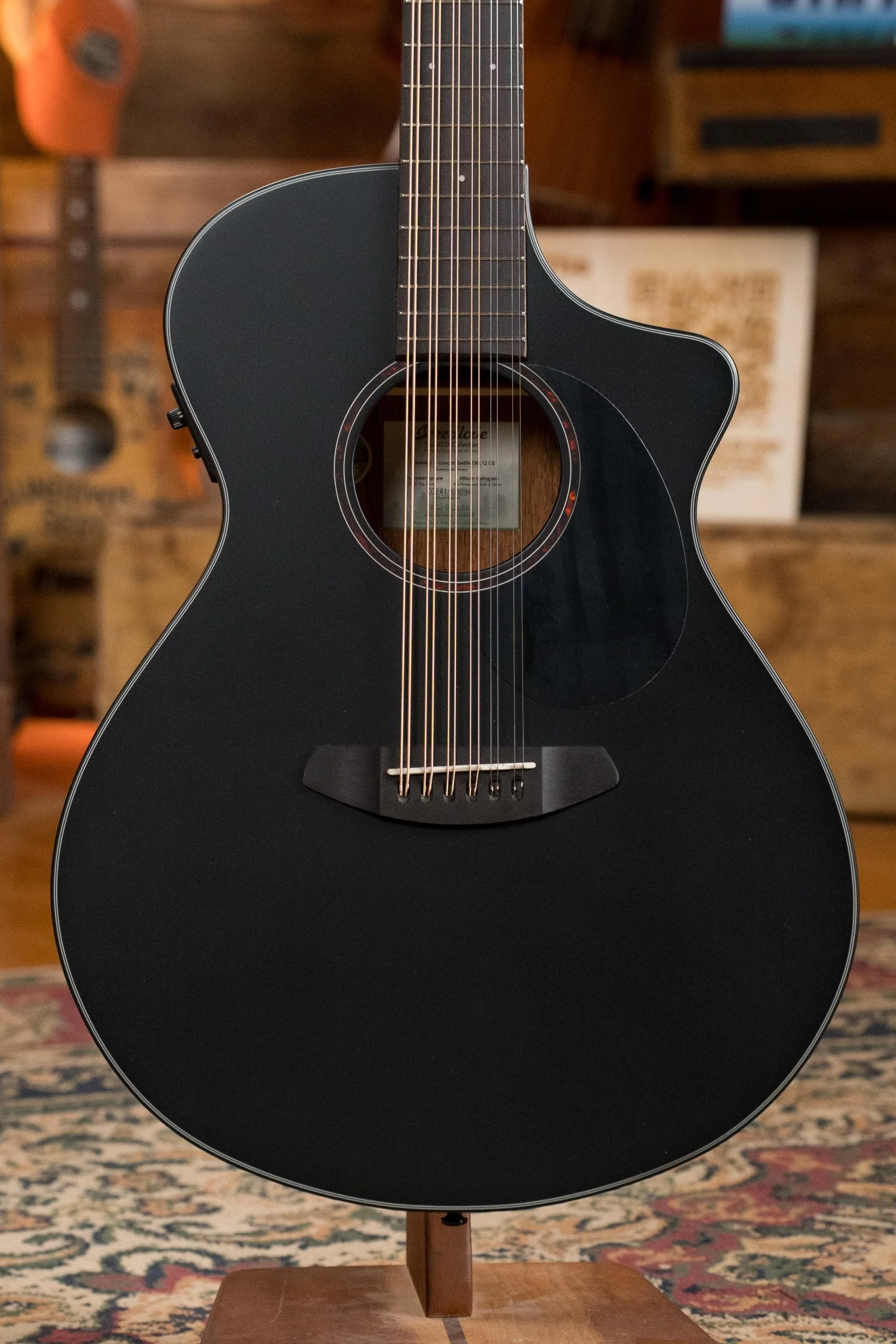 Breedlove Discovery Series Spruce/Mahogany 12 String Satin Black Double Course Concert Guitar w/Electronics #6094 - Image 6