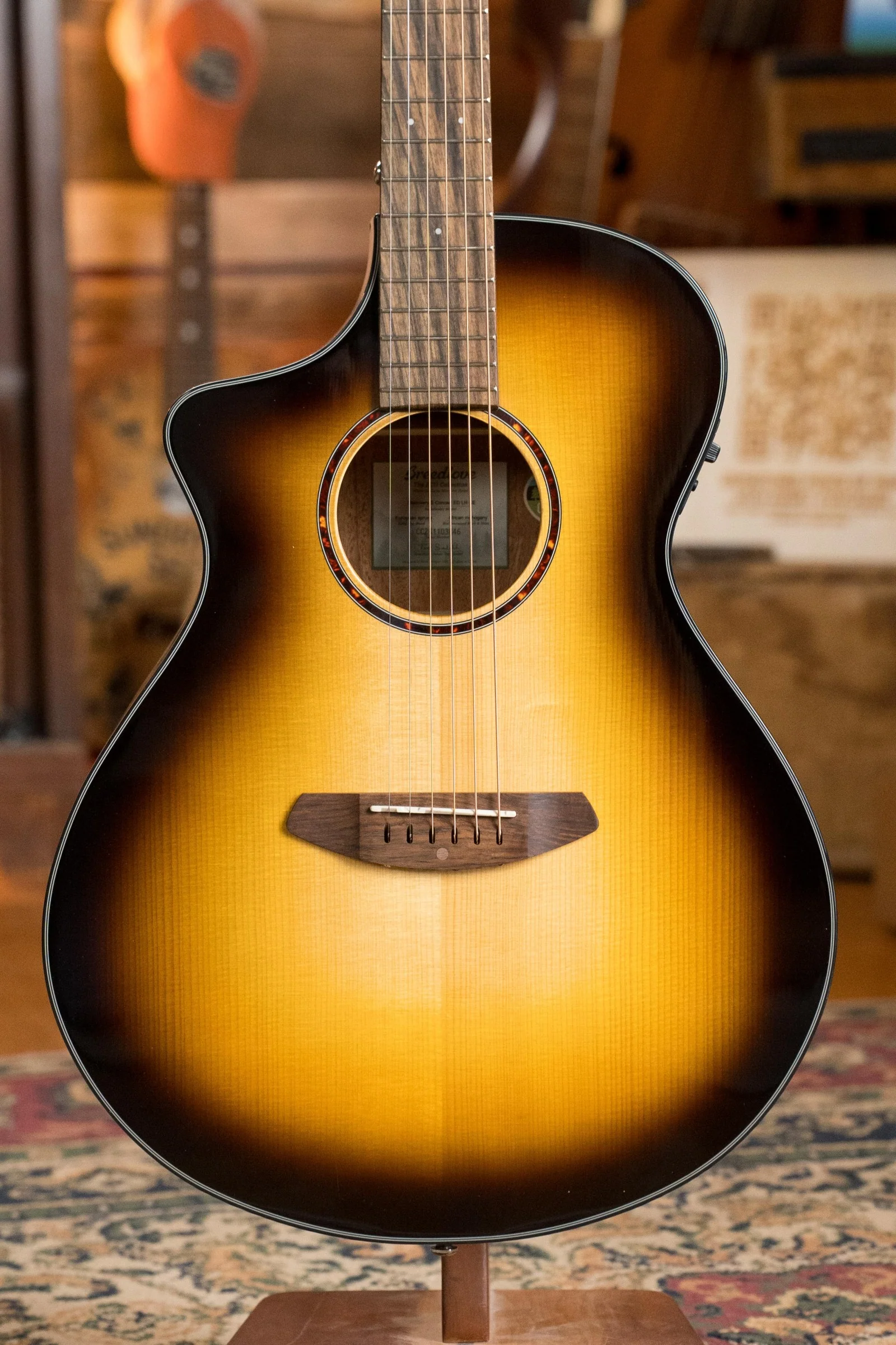Breedlove Discovery Series Spruce/Mahogany Edgeburst Left-Handed Cutaway Concert Guitar w/Electronics #3846 - Image 6