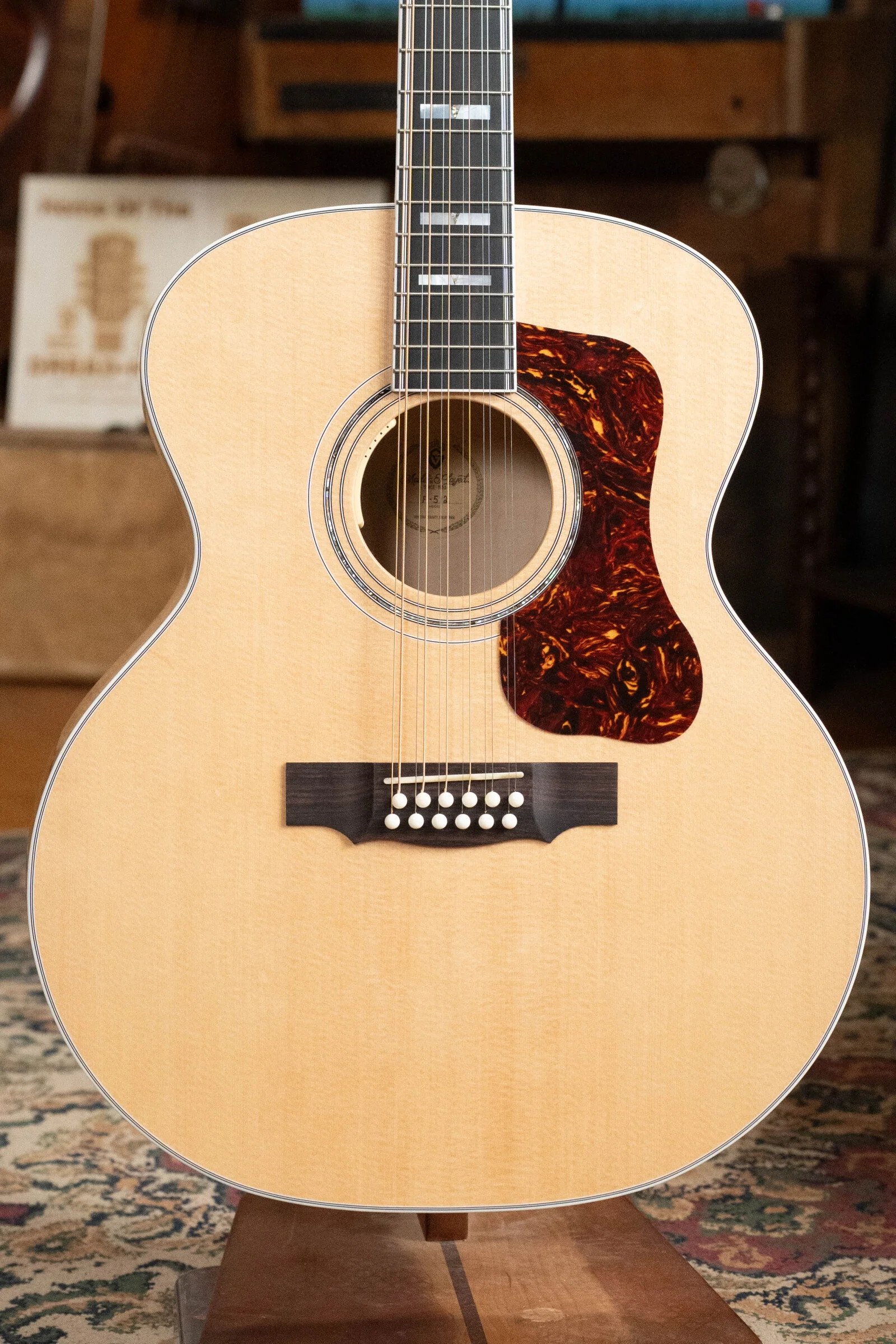 Guild F-512E Sitka/Flamed Maple 12 String Maple Blonde Jumbo Guitar w/LR Baggs Electronics #0556 - Image 6