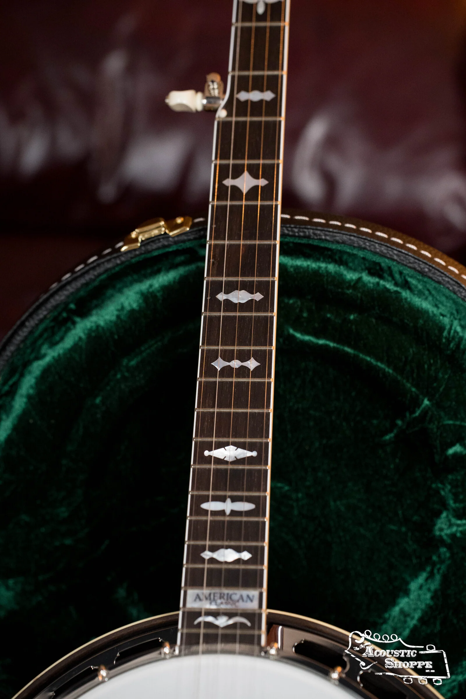 Sullivan American Classic 75 "Leaves and Bows" Pattern Mahogany Resonator Banjo #0241 - Image 4