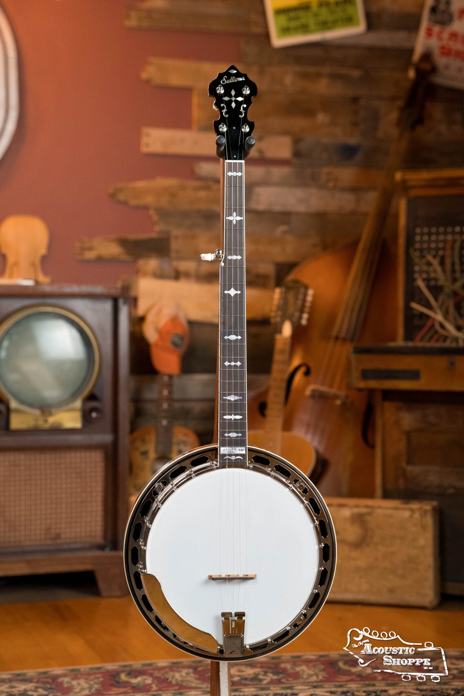 Sullivan American Classic 75 "Leaves and Bows" Pattern Mahogany Resonator Banjo #0241 - Image 6