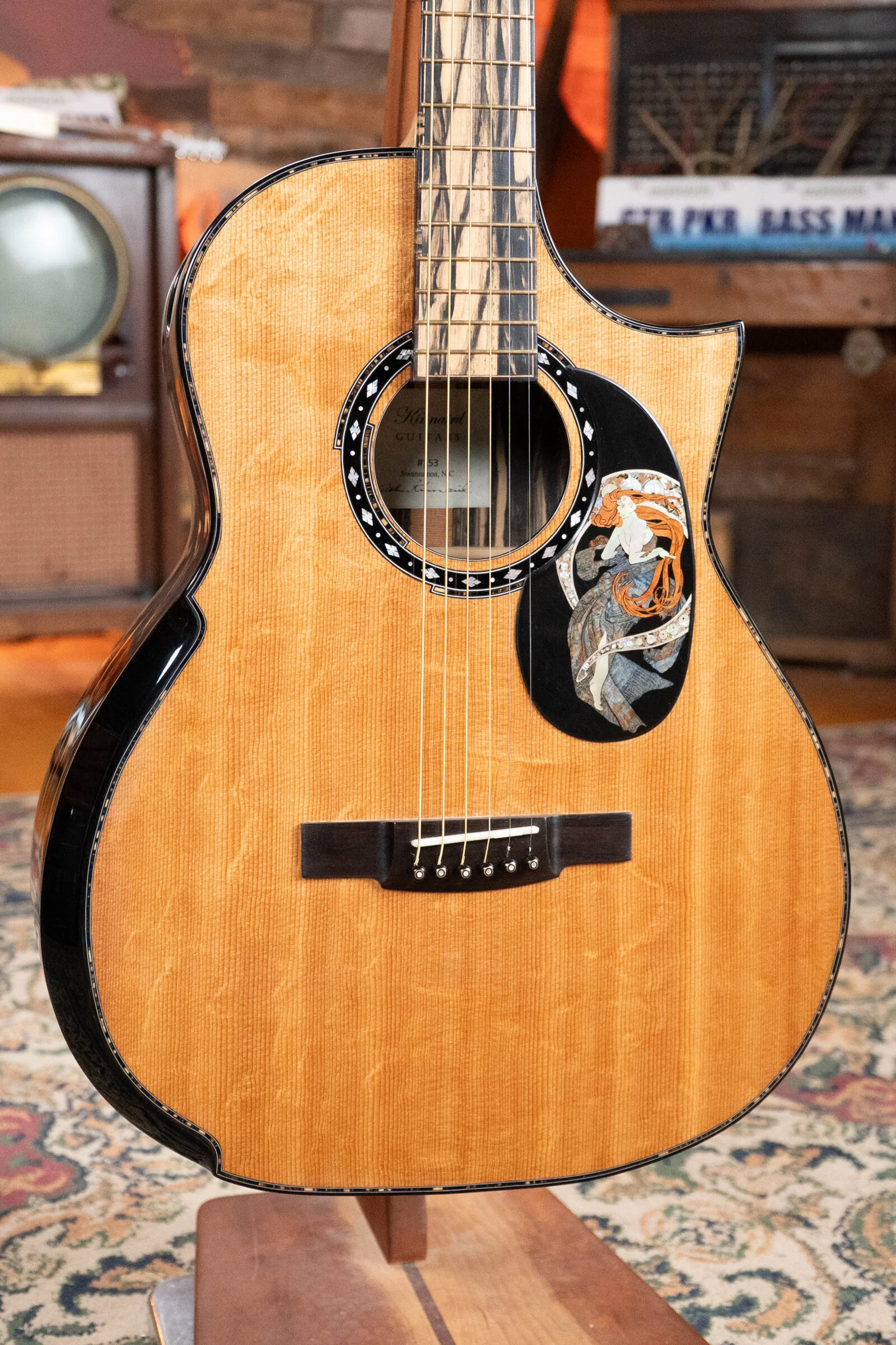 (Used) 2015 Kinnaird Red Lady Bear Claw Sitka/Black & White Ebony Slope Shoulder Venetian Cutaway Dreadnought Guitar w/K&K Pickup #0153 - Image 5