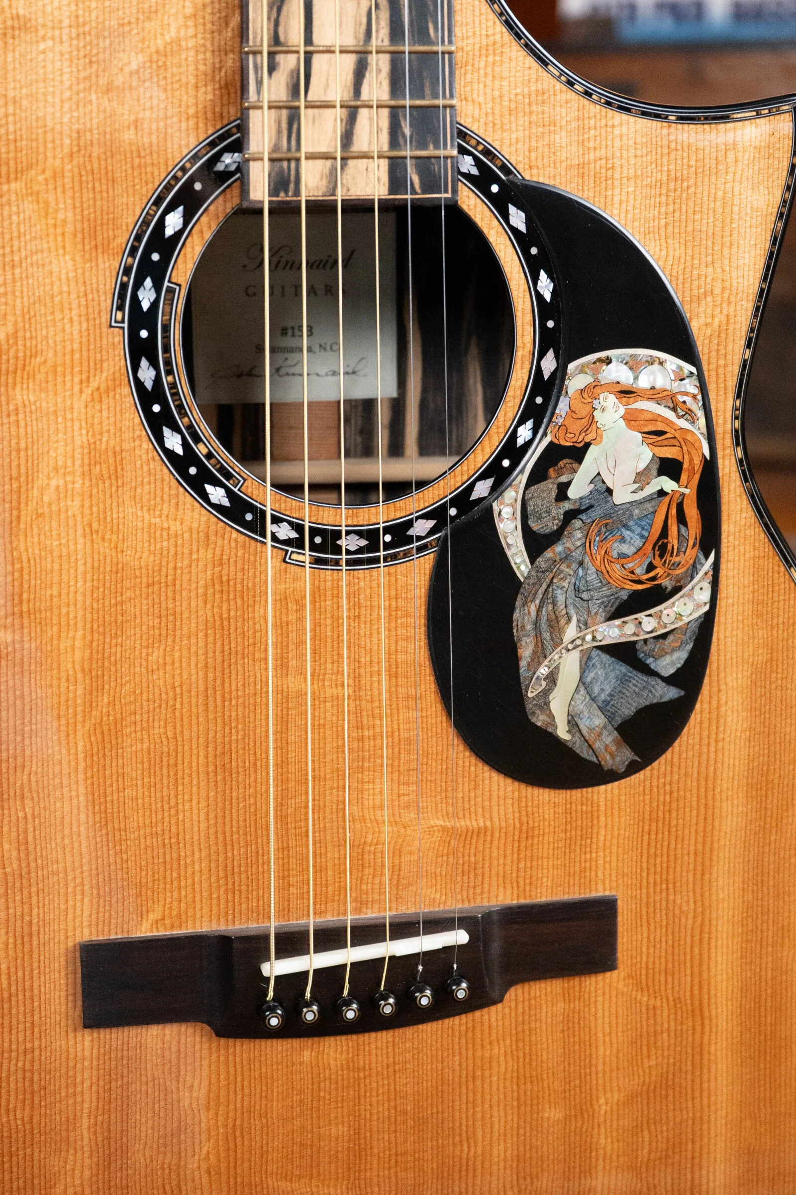 (Used) 2015 Kinnaird Red Lady Bear Claw Sitka/Black & White Ebony Slope Shoulder Venetian Cutaway Dreadnought Guitar w/K&K Pickup #0153 - Image 7