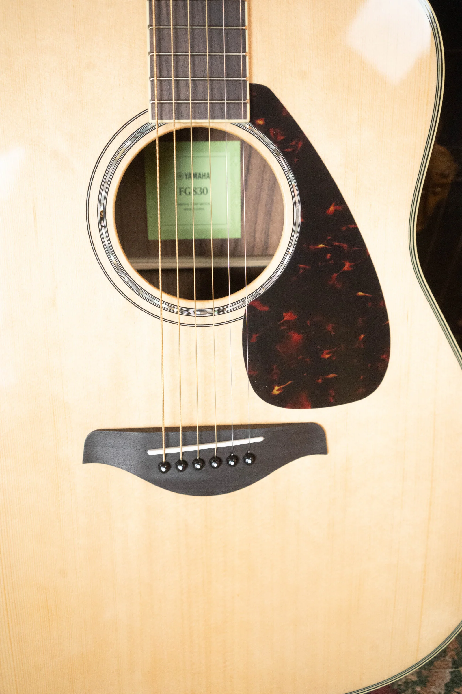Yamaha FG830 Spruce/Laminate Rosewood Natural Dreadnought Acoustic Guitar #0562 - Image 3